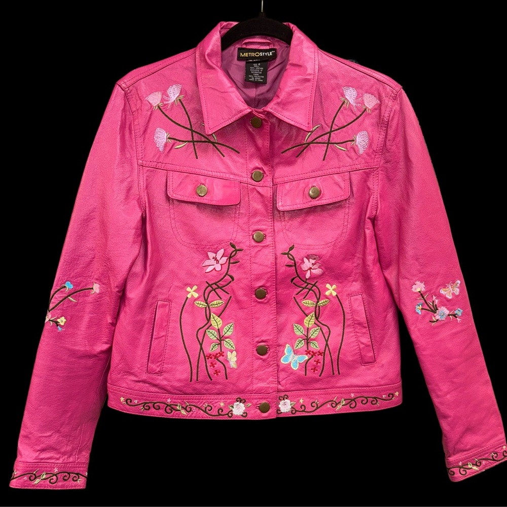 Vintage Looking 100% LEATHER Jacket Size 6 Metrostyle